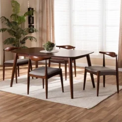 5pc Aeron Wood Dining Set Light Gray/Walnut - Baxton Studio -Baxton Studio Sale Shop GUEST 0882f281 b115 47f9 ad5d f731f6df76dd