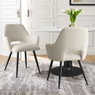 Edwin Arm Dining Chair Set Of 2,Boucle Dining Chairs With Arms Set Of 2 With Black Legs-Maison Boucle 10 Edwin Arm Dining Chair Set Of 2,Boucle Dining Chairs With Arms Set Of 2 With Black Legs-Maison Boucle - Image 10