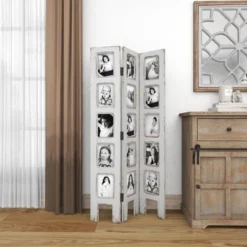 Farmhouse Chinquapin Wood Rectangle Room Divider Screen White - Olivia & May -Baxton Studio Sale Shop GUEST 089a8ad6 f790 42c3 bcde a484fbe1e5b3