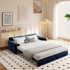 TIRAMISUBEST Queen Size Pull Out Sofa Bed, 3-in-1 Convertible Chaise Lounge Sleeper Sofa With Side Storage Pockets -Baxton Studio Sale Shop GUEST 08c44d28 bdb7 473c 9357 7ace18a853b1