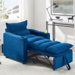 Velvet Convertible 3-in-1 Adjustable Sleeper Sofa Chair With Pullout Bed And Cup Holder 22 Velvet Convertible 3-in-1 Adjustable Sleeper Sofa Chair With Pullout Bed And Cup Holder -Baxton Studio Sale Shop GUEST 095c33df edd3 426b af35 335e6cb4513c