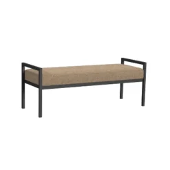 Modern Metal Faux Shearling Bench - HomePop