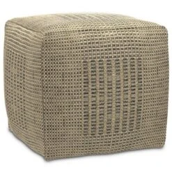 WyndenHall Matilda Square Woven Pouf Natural: Handcrafted, Jute Upholstery, No Assembly, 18" Height