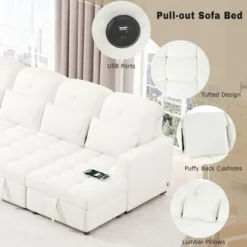 110.2"W Oversized U-Shaped Sectional Sofa, Pull-Out Sofa Bed With Double Storage Chaise Lounges And 2 USB Ports - ModernLuxe 18 110.2"W Oversized U-Shaped Sectional Sofa, Pull-Out Sofa Bed With Double Storage Chaise Lounges And 2 USB Ports - ModernLuxe -Baxton Studio Sale Shop GUEST 0a0b5580 2809 4de4 89a8 1ce168813677