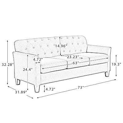 Hilda 73"Wide Living Room Sofa With Flared Arms | ARTFUL LIVING DESIGN 9 Hilda 73"Wide Living Room Sofa With Flared Arms | ARTFUL LIVING DESIGN - Image 9