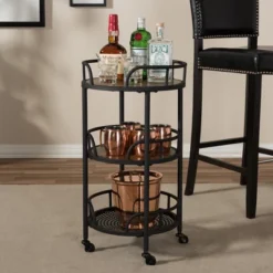 Bristol Rustic Industrial Style Metal And Wood Mobile Serving Cart - Brown - Baxton Studio -Baxton Studio Sale Shop GUEST 0aad27e4 5639 46cc 89fb cdbdc93c56f8