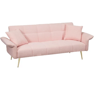 NicBex 70.1 Inch Teddy Fleece Sofabed,Convertible Futon Sofa With Adjustable Arms And Backrest For Living Room,Office,Apartment 7 NicBex 70.1 Inch Teddy Fleece Sofabed,Convertible Futon Sofa With Adjustable Arms And Backrest For Living Room,Office,Apartment - Image 7