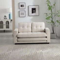 CAVINAS Futon Sofa Bed, Modern Pull Out Couch, Space Saving Loveseat Sofa, Convertible Sofa Bed For Living Room, Bedroom