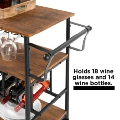 Best Choice Products 45in Industrial Wood Shelf Bar & Wine Storage Service Cart W/ Bottle & Glass Racks, Locking Wheels -Baxton Studio Sale Shop GUEST 0b6696d4 5383 4310 b833 6e296357a014