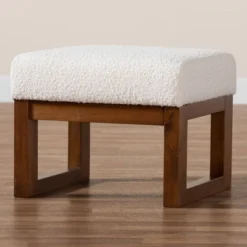 Yashiya Boucle Ottoman Footstool: Mid-Century Design, Rubberwood Frame - Baxton Studio -Baxton Studio Sale Shop GUEST 0b6c6e4e 1b95 44b4 ab2c 9c1c4306e7e6
