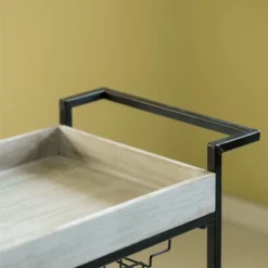 Vintiquewise Metal Wine Bar Serving Cart With Rolling Wheels, Wine Rack, And Glass Holder -Baxton Studio Sale Shop GUEST 0b778440 d033 4c9d a160 44c5fe4aaf37