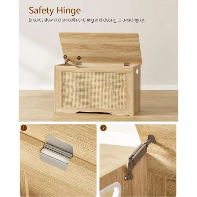 USIKEY 39.4” Storage Chest, Toy Box With 2 Safety Hinges, Rattan Storage Bench With Storage, Toy Chest For Bedroom, 6 USIKEY 39.4” Storage Chest, Toy Box With 2 Safety Hinges, Rattan Storage Bench With Storage, Toy Chest For Bedroom, - Image 6