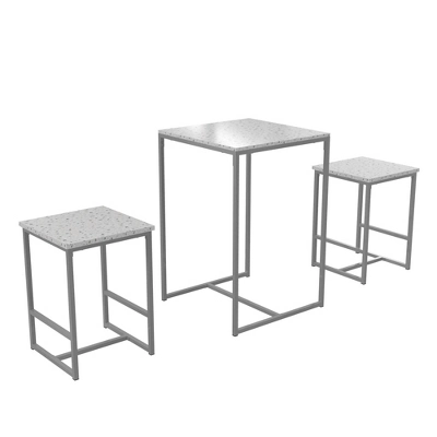 RealRooms Bungalow Bar Height 3-Piece Pub Table And Stools Set With Wood Tabletop And Metal Frame 4 RealRooms Bungalow Bar Height 3-Piece Pub Table And Stools Set With Wood Tabletop And Metal Frame - Image 4