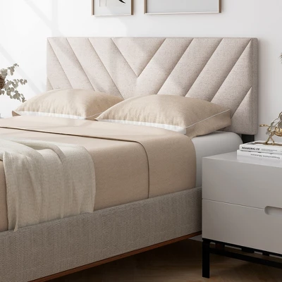 Tangkula Linen Fabric Upholstered Headboard Rectangular Headboard W/ Solid Wood Legs 3 Tangkula Linen Fabric Upholstered Headboard Rectangular Headboard W/ Solid Wood Legs - Image 3