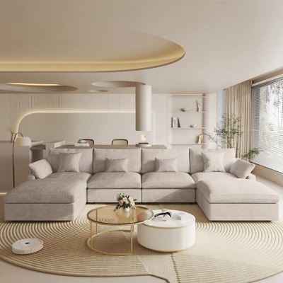 Wjshome Cloud Couch Modular Sectional Sofa, 156" U Shaped Couch,Oversize Convertible Wide Seater With 2 Ottomans,Covers Washable&Replaceable 15 Wjshome Cloud Couch Modular Sectional Sofa, 156" U Shaped Couch,Oversize Convertible Wide Seater With 2 Ottomans,Covers Washable&Replaceable - Image 15