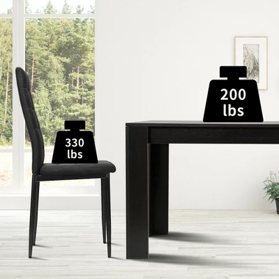 Costway 5pcs Dining Set Wood Table And 4 Fabric Chairs Home Kitchen Modern 7 Costway 5pcs Dining Set Wood Table And 4 Fabric Chairs Home Kitchen Modern - Image 7