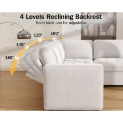 Vipbear 7 Seat L Shaped Modular Sectional Sleeper Sofa Bed With Pull Out Bed/Reclining Backrest/USB Ports/Table/LED Light/Storage Seat, Chenille -Baxton Studio Sale Shop GUEST 0c4b9edf bc09 4b9f aa7c 126f3e3c126a