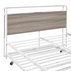 Metal Platform Bed Frame With Trundle Bed, USB Ports And Slat Support-ModernLuxe -Baxton Studio Sale Shop GUEST 0c51ed31 ce6e 4be8 b70c f1995cecd18d
