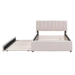 Queen/Full/Twin Size Teddy Fleece Upholstered Platform Bed With Trundle Bed And LED Lights-ModernLuxe 15 Queen/Full/Twin Size Teddy Fleece Upholstered Platform Bed With Trundle Bed And LED Lights-ModernLuxe -Baxton Studio Sale Shop GUEST 0c784461 37be 4f84 8722 3a778563d233