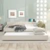 Full/Queen Size Upholstered Platform Bed With USB Ports, Modern Daybed With Trundle, Beige - ModernLuxe