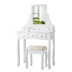 Tangkula Rotatable Mirror Vanity Set Makeup Dressing Table And Stool W/ 5 Drawers 15 Tangkula Rotatable Mirror Vanity Set Makeup Dressing Table And Stool W/ 5 Drawers -Baxton Studio Sale Shop GUEST 0cd2a765 4768 4b73 be98 827f6be9a830