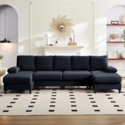 Mjkone U Shaped Sectional Sofa, 4-Seat Modular Sofa, Living Room Modern Couch With Chaise -Baxton Studio Sale Shop GUEST 0ce8b2c4 9bb3 494f bc2e 626911ad756e