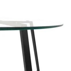 36'' Hana Glass Top Modern Round Dining Table Pedestal Black Leg-The Pop Maison -Baxton Studio Sale Shop GUEST 0ce9e828 6e5a 4c13 a0f2 bef416d3aa1b