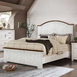 2pc Queen Willow Rustic Bedroom Set Distressed White/Walnut - HOMES: Inside + Out -Baxton Studio Sale Shop GUEST 0d9433c0 1006 482f 8686 edea3a710e30