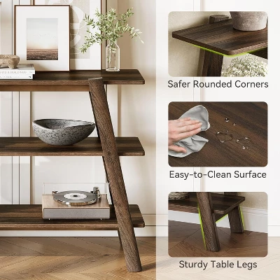 Tribesigns 41.3"Entryway Table Console Tables, 3-Tier Narrow Long With Open Storage Shelves For Living Room, Foyer,Entrance,Hallway,Rustic Brown 5 Tribesigns 41.3"Entryway Table Console Tables, 3-Tier Narrow Long With Open Storage Shelves For Living Room, Foyer,Entrance,Hallway,Rustic Brown - Image 5