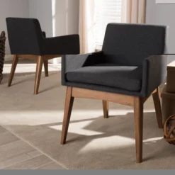 Set Of 2 Nexus Mid Century Modern Walnut Wood Fabric Upholstered Dining Armchair - Baxton Studio -Baxton Studio Sale Shop GUEST 0dd4e27f 1ba7 48de 878b 32c54c4595ea