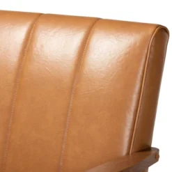 Nikko Mid-Century Faux Leather Upholstered Wood Loveseat Walnut/Brown - Baxton Studio -Baxton Studio Sale Shop GUEST 0dff91cd 4ec2 4324 b13b 00b4cbc41162