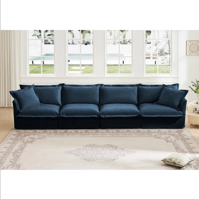 Slipcovered Sectional Sofa, 4 Seater Sofa With Removable Cover, Chenille Fabric Sectional Sofas, Deep Couch For Living Room-Cuddlewood 8 Slipcovered Sectional Sofa, 4 Seater Sofa With Removable Cover, Chenille Fabric Sectional Sofas, Deep Couch For Living Room-Cuddlewood - Image 8