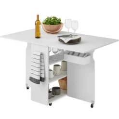 Best Choice Products Multipurpose Folding Table W/ Built-in Wheels, 3 Storage Shelves, Cubby, Carrying Handle -Baxton Studio Sale Shop GUEST 0e1b16c4 b6bf 469a b754 396ada4256f0