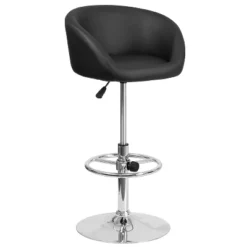 Merrick Lane Bucket Seat Bar And Dining Stool Modern Stool With 360 Swivel, Adjustable Height And Metal Footrest -Baxton Studio Sale Shop GUEST 0ed7b0b9 febe 416b a964 9c080ef736af