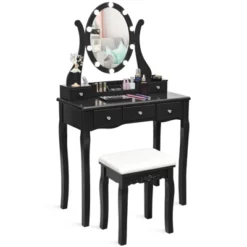 Tangkula Vanity Table Makeup Dresser Desk W/LED Light Drawers & Stool Black/Brown/White 15 Tangkula Vanity Table Makeup Dresser Desk W/LED Light Drawers & Stool Black/Brown/White -Baxton Studio Sale Shop GUEST 0f0aaa99 25c7 45c7 b9a0 71e25f4bd6fc