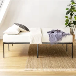 18" Classic Metal Platform Bed Frame Black - Mellow
