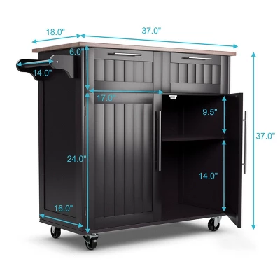 Costway Rolling Kitchen Cart Island Heavy Duty Storage Brown Trolley Cabinet Utility Modern 1 Costway Rolling Kitchen Cart Island Heavy Duty Storage Brown Trolley Cabinet Utility Modern