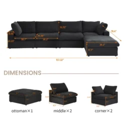 Cloud Modular Sectional Sofa Couch,160.6" L Shaped Convertible Couches With Storage Ottoman For Living Room,Sofa Covers Washable&Replaceable -Baxton Studio Sale Shop GUEST 0f575fcf 545f 44df a8da 49057f5e0b82