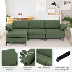 Costway L-shaped Modern Modular Sectional Sofa W/ Reversible Chaise & 2 USB Ports -Baxton Studio Sale Shop GUEST 0f62a27d 0fef 4a51 a050 cff1b04b01d6