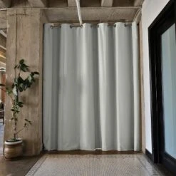 Room Dividers Now Tension Rod 8ft Tall X 10ft - 12ft 6in XXL - Stone White (With Curtains)