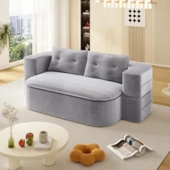 NicBex Plush Corduroy Upholstered Sofa Couch With Innovative Foldable Design,2-Seater Futon Couch Sofa Bed For Living Room,Bedroom -Baxton Studio Sale Shop GUEST 0f912b70 e95b 47a6 bfcd b1353808722b 1