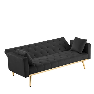 BLACK Convertible Folding Futon Sofa Bed , Sleeper Sofa Couch For Compact Living Space. 3 BLACK Convertible Folding Futon Sofa Bed , Sleeper Sofa Couch For Compact Living Space. - Image 3