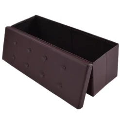Costway 45''x15''x15'' Large Folding Storage Faux Leather Ottoman Pouffe Box Stool Brown 9 Costway 45''x15''x15'' Large Folding Storage Faux Leather Ottoman Pouffe Box Stool Brown -Baxton Studio Sale Shop GUEST 101f947c 5364 442b 9073 e4334ce93adc