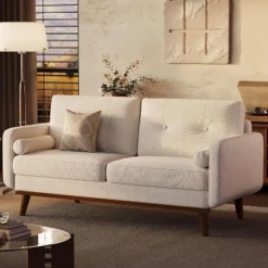 Mid Century Modern Couch, 65" Loveseat Sofa, Comfy Love Seat Couches For Living Room, Deep Seat Couch Linen Upholstered Sofas For Bedroom Office -Baxton Studio Sale Shop GUEST 103425f1 0627 4a0a af0e 9bc0f776d24c