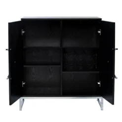 Henstinger Double Door Bar Cabinet Black/Chrome - Aiden Lane -Baxton Studio Sale Shop GUEST 10389097 8573 4284 9aa1 cf7617b9162e