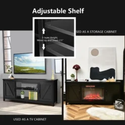 Costway 59'' TV Stand Media Console Center W/ Storage Cabinet For 65'' TV NaturalBlackCoffee -Baxton Studio Sale Shop GUEST 10450cf1 4a38 413d befe 83677bbf268b