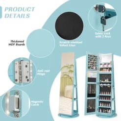 Tangkula 360° Rotating Mirrored Jewelry Cabinet Armoire 3 Color LED Modes Lockable -Baxton Studio Sale Shop GUEST 105cfbef 5213 4320 9250 76f61953329a