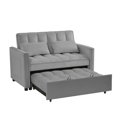 TiranisuBest Grey 3-in-1 Sectional Sofa Bed With Pull-Out Function, Adjustable Backrest, And Side Pocket, Ideal For Compact Spaces 6 TiranisuBest Grey 3-in-1 Sectional Sofa Bed With Pull-Out Function, Adjustable Backrest, And Side Pocket, Ideal For Compact Spaces - Image 6
