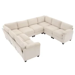 Hyleory 115" Corduroy Oversized Modular Sectional Sofa, U Shaped Couch, Large 8 Seater Corner Sofa For Living Room, Office, Spacious Space -Baxton Studio Sale Shop GUEST 1076f967 48d8 418d 9d2c 1ec48629f243