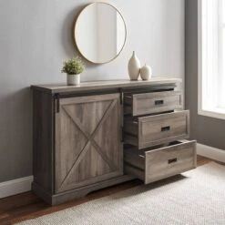 Orson Transitional Sliding X Barn Door Sideboard With 3 Drawers - Saracina Home -Baxton Studio Sale Shop GUEST 107ecdb0 0244 4ca6 9c11 ab3f02058508